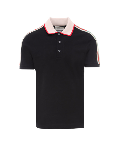 Shop Gucci Logo Tape Polo Shirt In Black