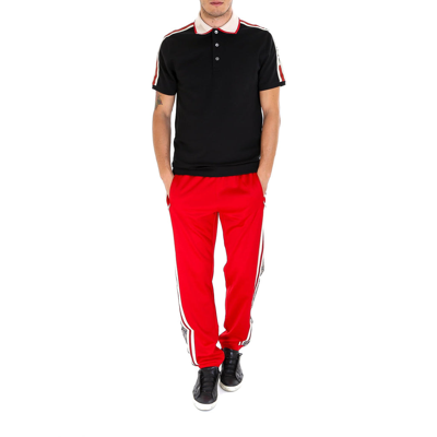 Shop Gucci Logo Tape Polo Shirt In Black