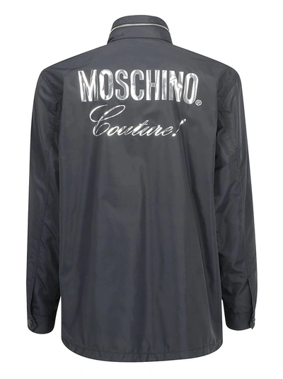 Shop Moschino Couture Printed Windbreaker Jacket In Grey