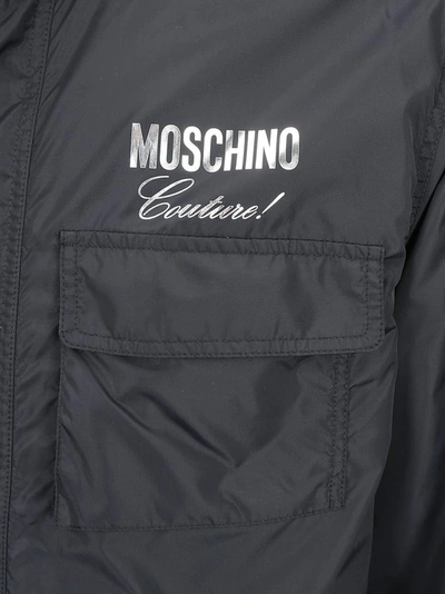 Shop Moschino Couture Printed Windbreaker Jacket In Grey