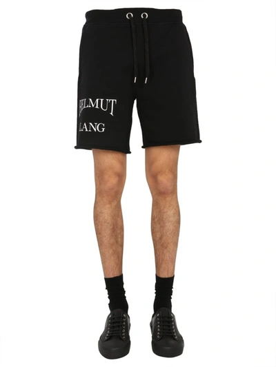 Shop Helmut Lang Logo Print Shorts In Black