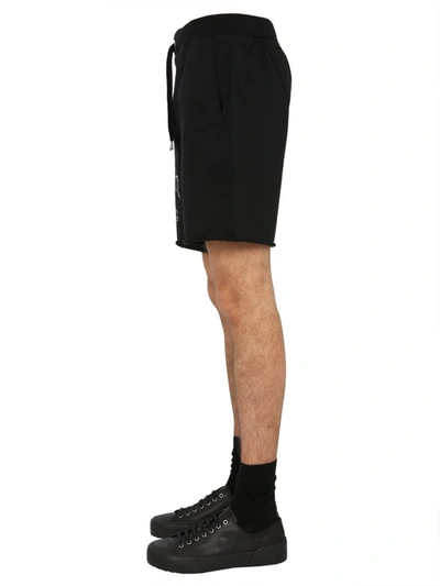 Shop Helmut Lang Logo Print Shorts In Black