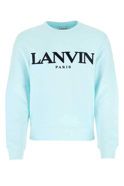 Shop Lanvin Logo Embroidered Sweatshirt In Blue
