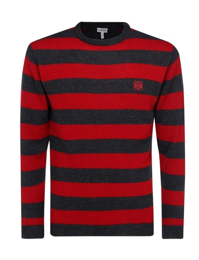 Shop Loewe Anagram Embroidered Striped Sweater In Multi