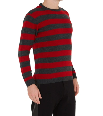 Shop Loewe Anagram Embroidered Striped Sweater In Multi