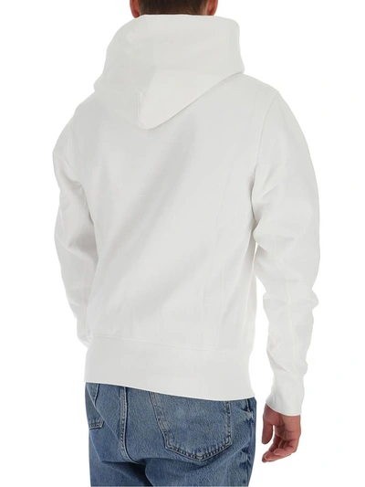 Shop Helmut Lang Reverse Logo Print Hoodie In White