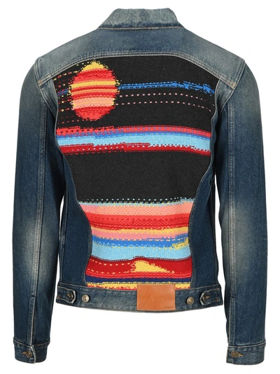 Shop Alanui Sarape Denim Jacket In Blue