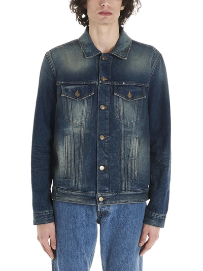 Shop Alanui Sarape Denim Jacket In Blue