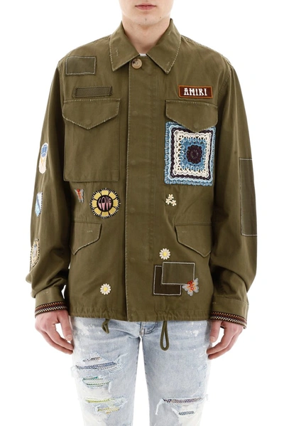 Shop Amiri Patch Detail Jacket In Green