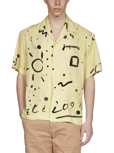 Shop Jacquemus La Chemise Jean Bowling Shirt In Yellow