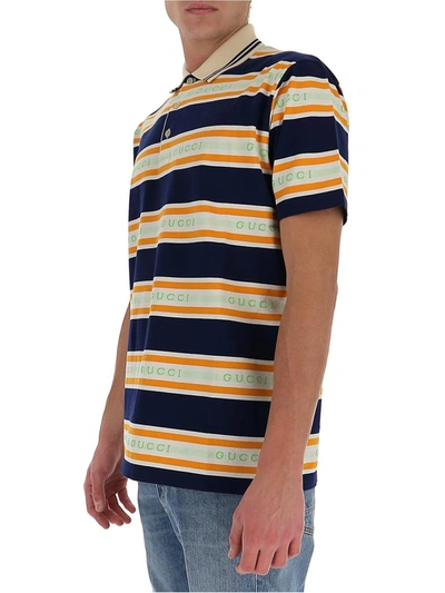 Shop Gucci Jacquard Striped Polo Shirt In Multi