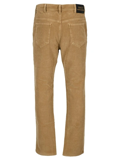 Shop Gucci Washed Velvet Corduroy Pants In Brown