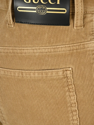 Shop Gucci Washed Velvet Corduroy Pants In Brown