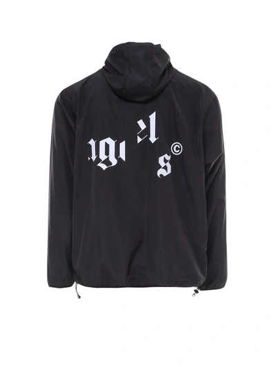 Shop Palm Angels Logo Printed Hooded Jacket In Black