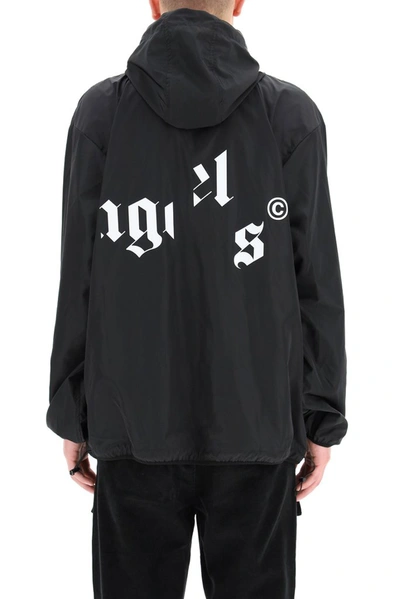 Shop Palm Angels Logo Printed Hooded Jacket In Black