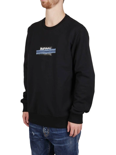 Shop Diesel Logo Denim Tape Print Sweatshirt In Black