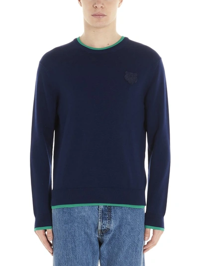 Shop Kenzo Embroidered Tiger Sweater In Blue