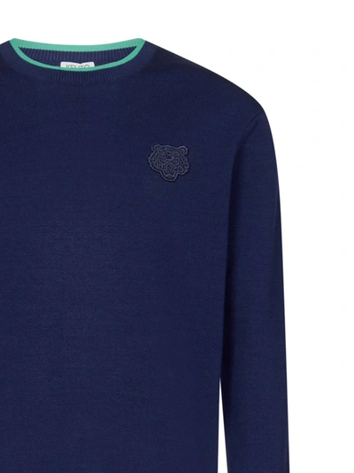 Shop Kenzo Embroidered Tiger Sweater In Blue