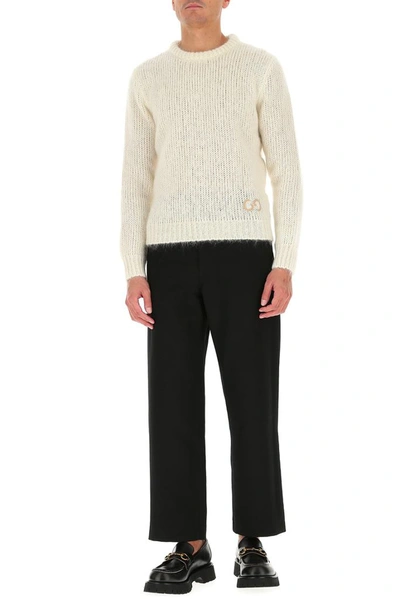 Shop Gucci Gg Embroidered Knit Sweater In Beige