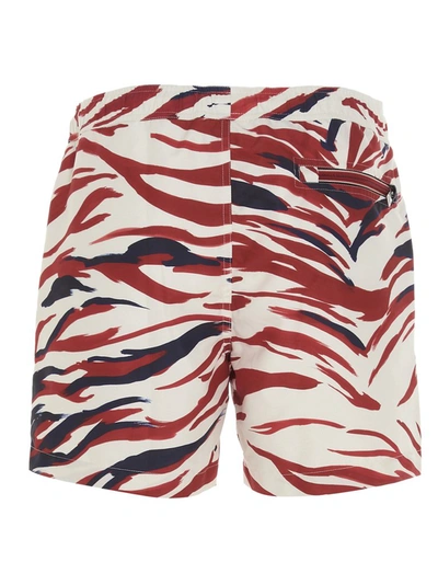 Shop Moncler Zebra Printed Swim Shorts In Multi