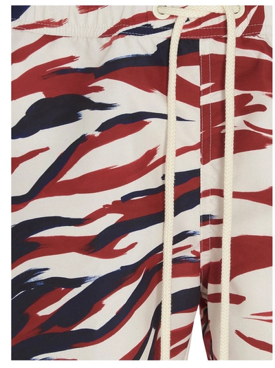 Shop Moncler Zebra Printed Swim Shorts In Multi
