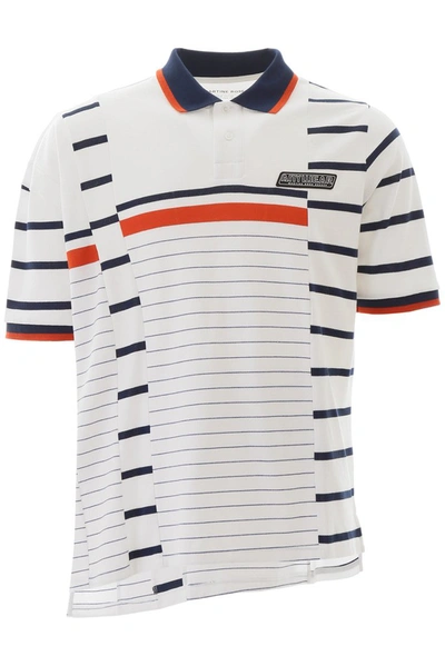 Shop Martine Rose Striped Polo Shirt In White