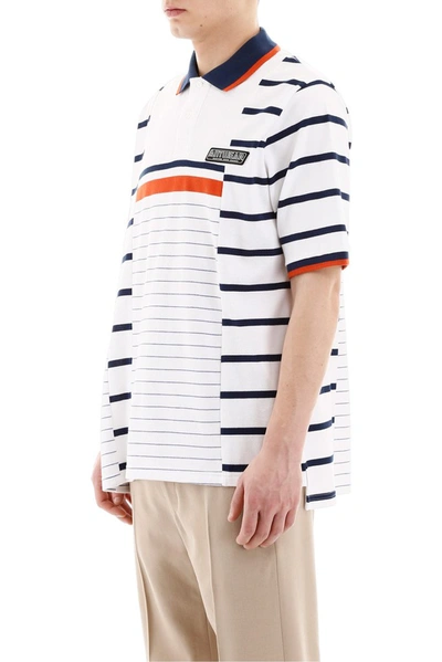 Shop Martine Rose Striped Polo Shirt In White