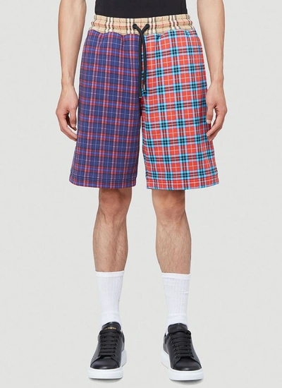 Shop Burberry Patchwork Check Drawcord Shorts In Multi