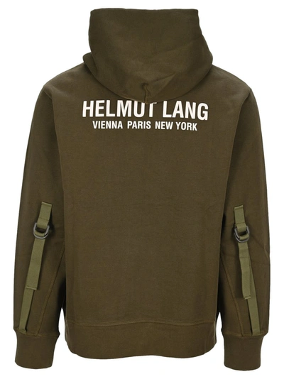Shop Helmut Lang Strap Detail Hoodie In Green