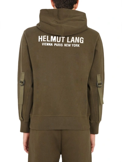 Shop Helmut Lang Strap Detail Hoodie In Green