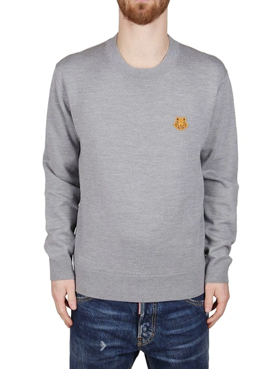 Shop Kenzo Tiger Crest Knit Jumper In Grey