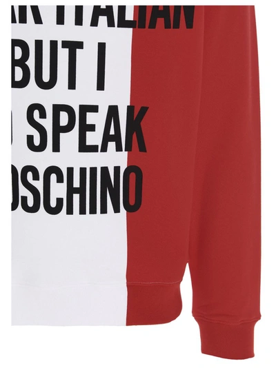 Shop Moschino Italian Slogan Print Sweatshirt In Multi
