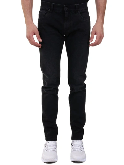 Shop Dolce & Gabbana Logo Patch Jeans In Black