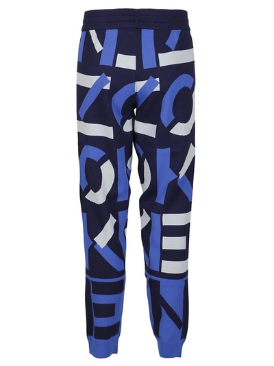 Shop Kenzo Logo Intarsia Track Pants In Blue