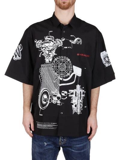 Shop Givenchy Schematics Short Sleeve Shirt In Black