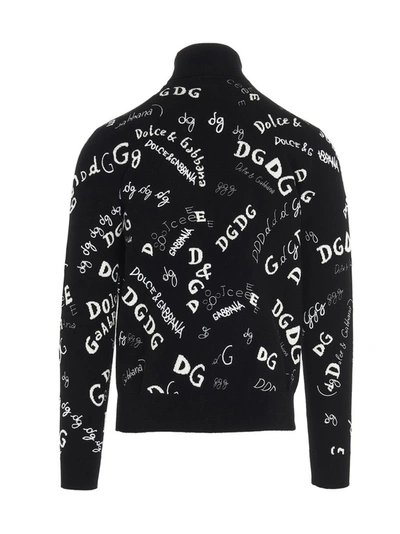 Shop Dolce & Gabbana Logo Motif Turtleneck Sweater In Black