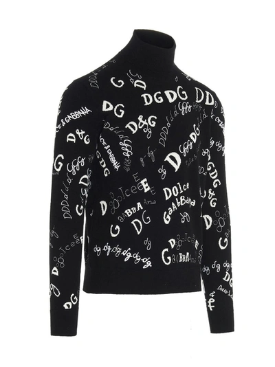 Shop Dolce & Gabbana Logo Motif Turtleneck Sweater In Black