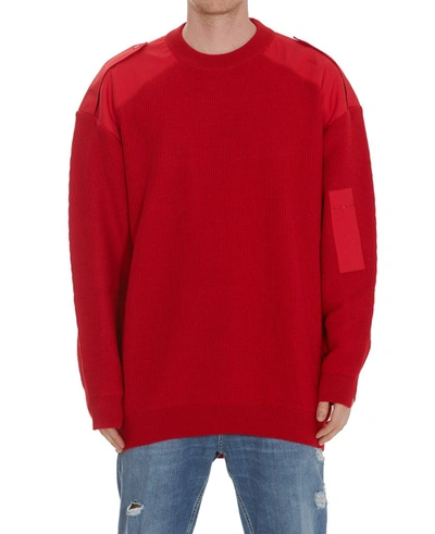 Shop Balenciaga Logo Knitted Sweater In Red