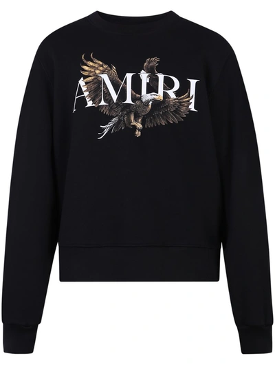 Shop Amiri Logo Print Crewneck Sweatshirt In Black