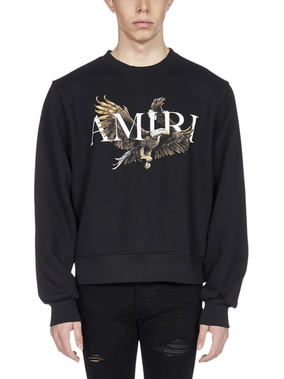 Shop Amiri Logo Print Crewneck Sweatshirt In Black