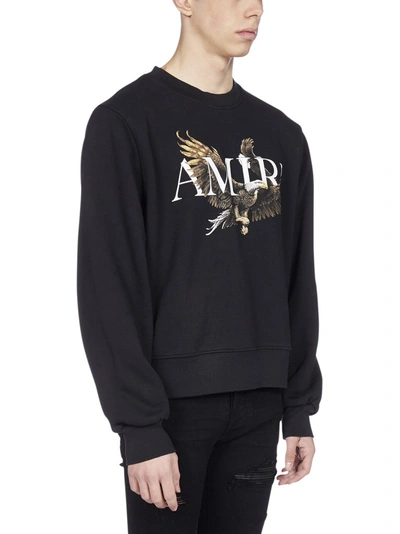 Shop Amiri Logo Print Crewneck Sweatshirt In Black