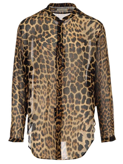 Shop Saint Laurent Leopard Print Sheer Shirt In Multi