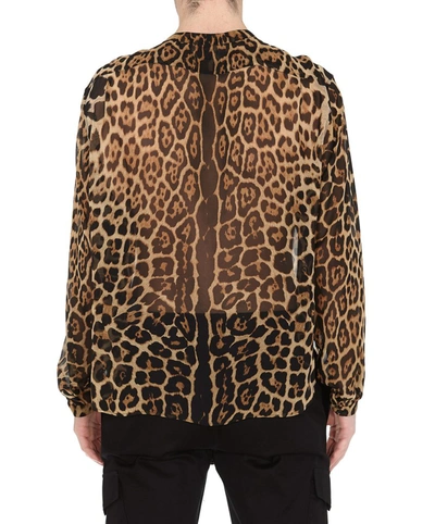 Shop Saint Laurent Leopard Print Sheer Shirt In Multi