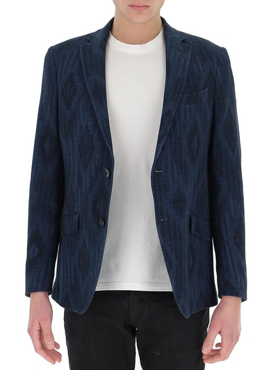 Shop Etro Jacquard Tailored Blazer In Blue