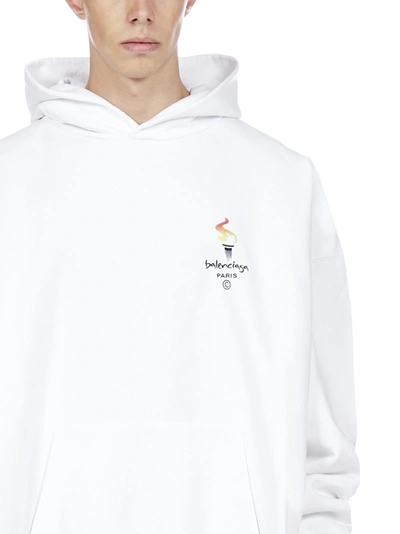 Shop Balenciaga Flame Print Hoodie In White