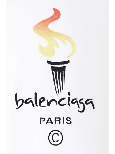 Shop Balenciaga Flame Print Hoodie In White