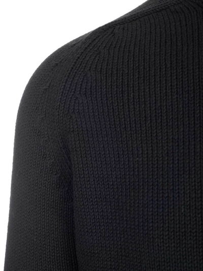 Shop Saint Laurent Frayed Sweater In Black
