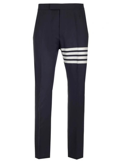 Shop Thom Browne 4 Bar Trousers In Blue