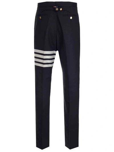 Shop Thom Browne 4 Bar Trousers In Blue