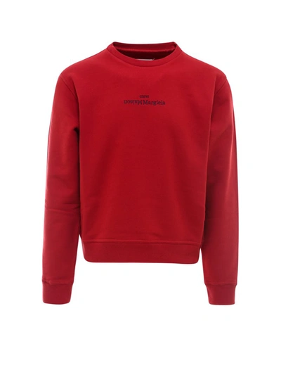 Shop Maison Margiela Logo Print Sweatshirt In Red